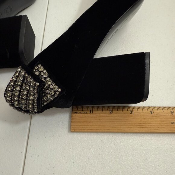 Tory Burch Josephine Velvet Pump Rhinestone Bow, Black, Size 10.5 - Picture 10 of 11